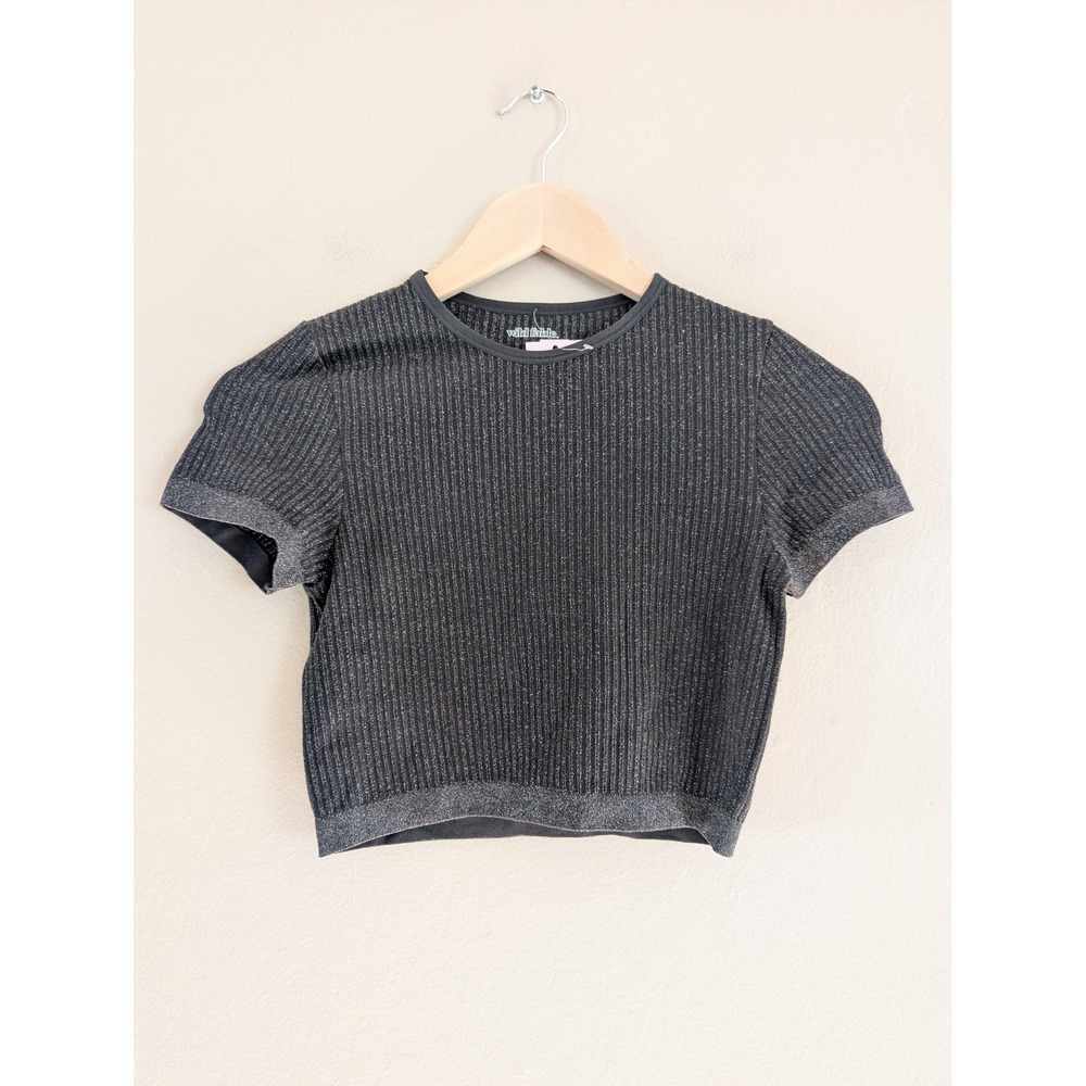 Wild Fable Seamless Ribbed Metallic Shimmer Crop Top Festival Rave Women S